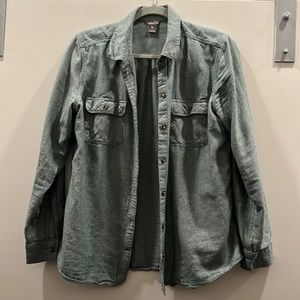 Eddie Bauer long sleeve green flannel shirt button down